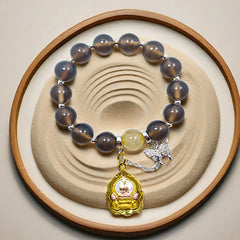 Sanctified Long Phor Rusi Crystal Bracelet: Mellow Tea Haze