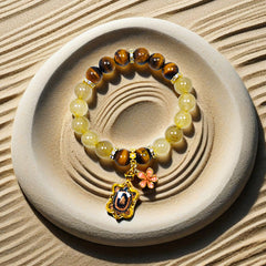 Dragon-Tortoise Wealth Tiger's Eye & Citrine Bracelet