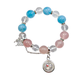Snow Cherry & Starlit Sea Crystal Bracelet with Sacred Phra Phrom