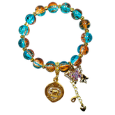 Fortune Pig Lake Blue Art Glass Bracelet