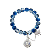Sapphire Glass Whisper: Four-Faced Buddha Bracelet