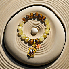 Dragon-Tortoise Wealth Tiger's Eye & Citrine Bracelet