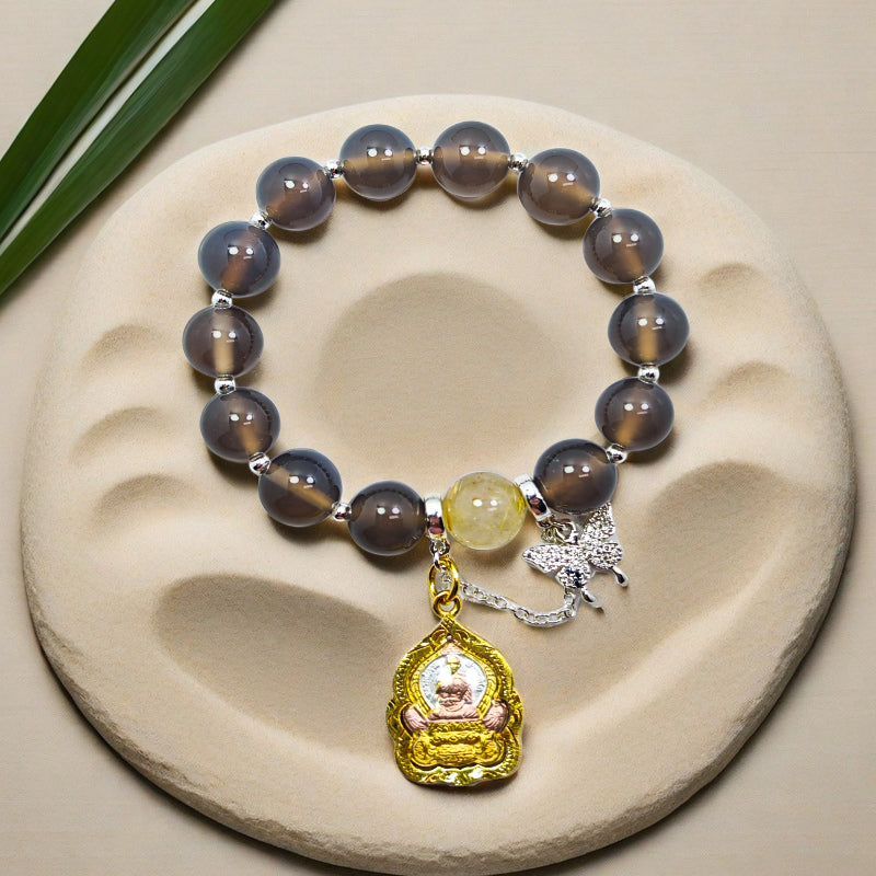 Sanctified Long Phor Rusi Crystal Bracelet: Mellow Tea Haze