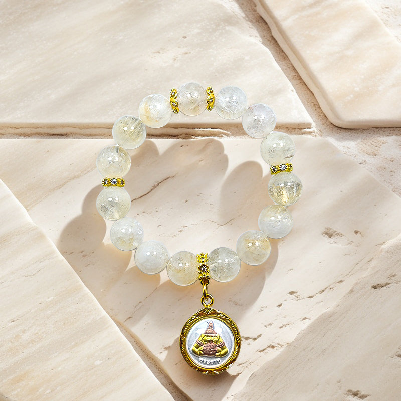 Lucent Ethereal White Quartz Lahu Bracelet