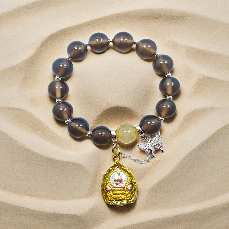 Sanctified Long Phor Rusi Crystal Bracelet: Mellow Tea Haze