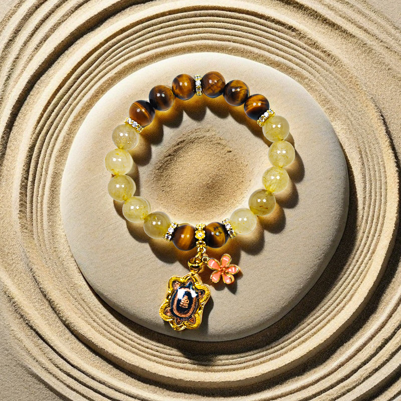 Dragon-Tortoise Wealth Tiger's Eye & Citrine Bracelet