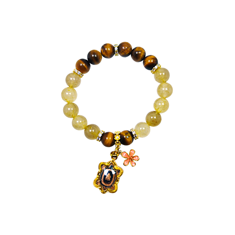 Dragon-Tortoise Wealth Tiger's Eye & Citrine Bracelet