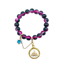 Sacred Lahu Bead Bracelet: Rosé Glass & Ink Mystique