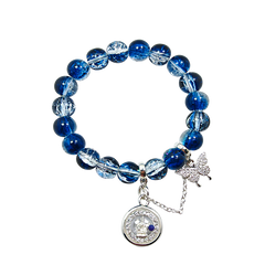 Sapphire Glass Whisper: Four-Faced Buddha Bracelet