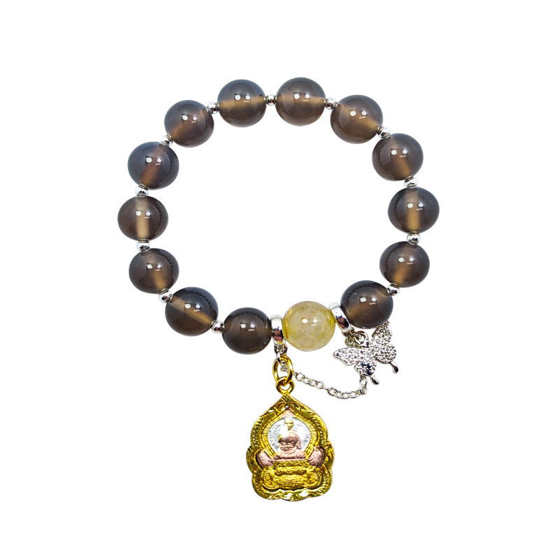 Sanctified Long Phor Rusi Crystal Bracelet: Mellow Tea Haze